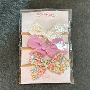 Kids Hair Bow Trio - Cream, Pink, Floral